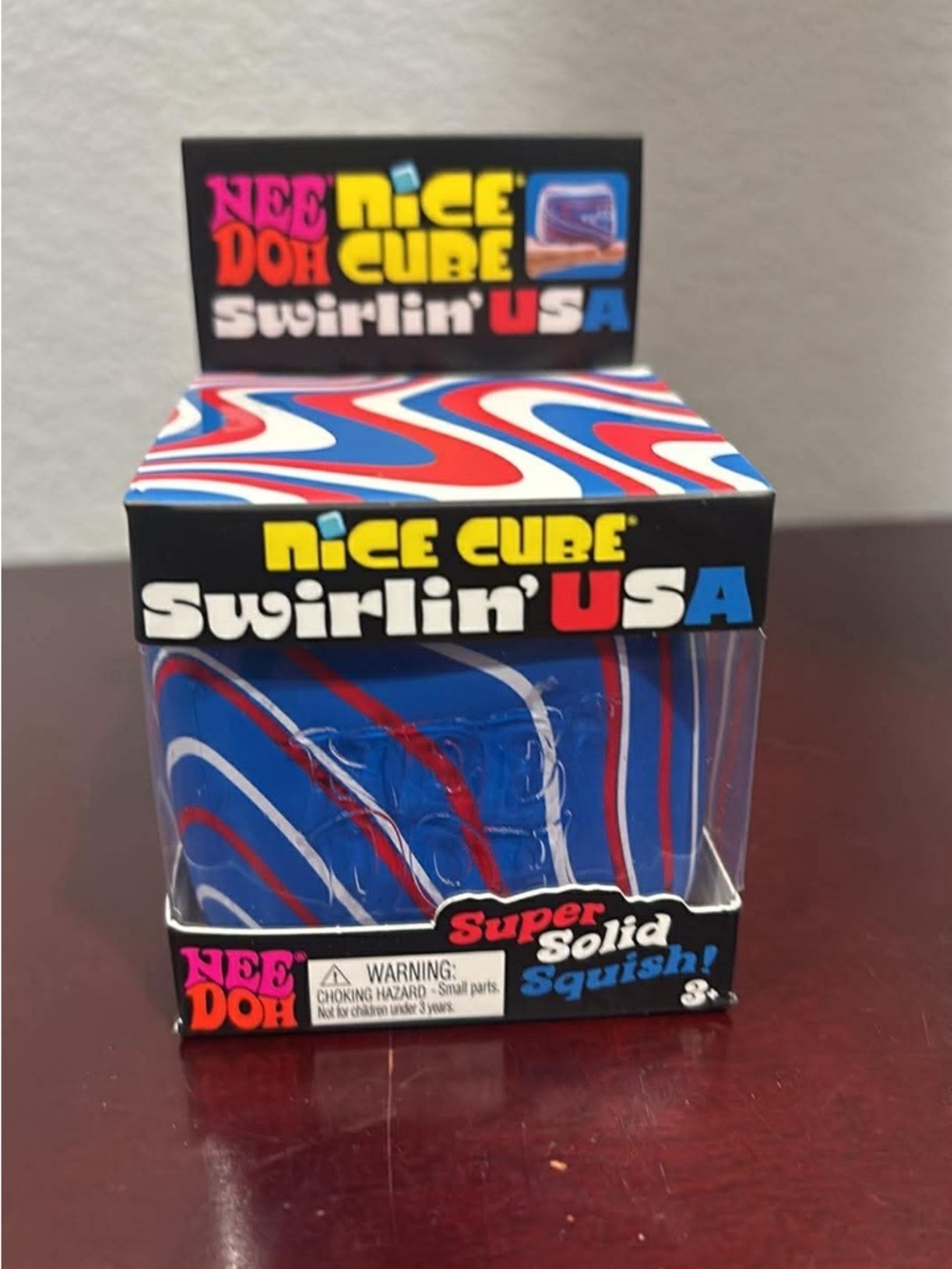 NeeDoh Nice Cube Swirlin' USA Squishy Cube - Red, White & Blue